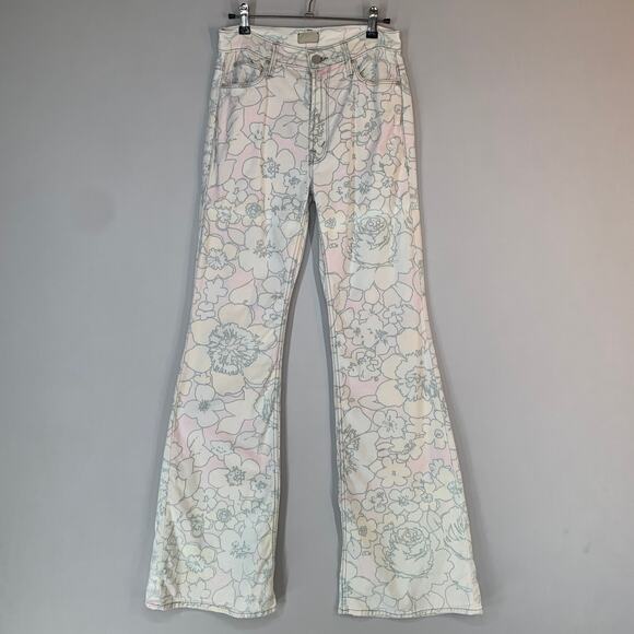 Mother Floral Flare Jeans Women 26 Pastel High Rise Vintage Print 33.5 - Picture 2 of 9